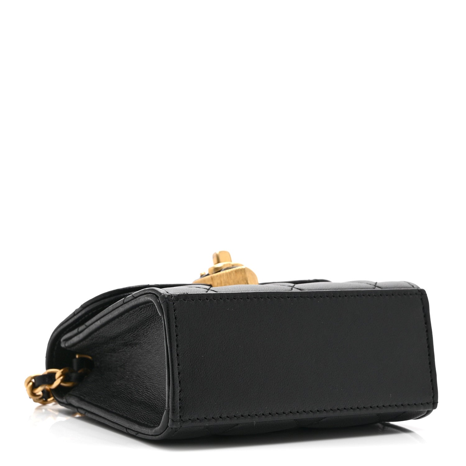 Lambskin Plexiglass Quilted Coco Love Clutch With Chain Black
