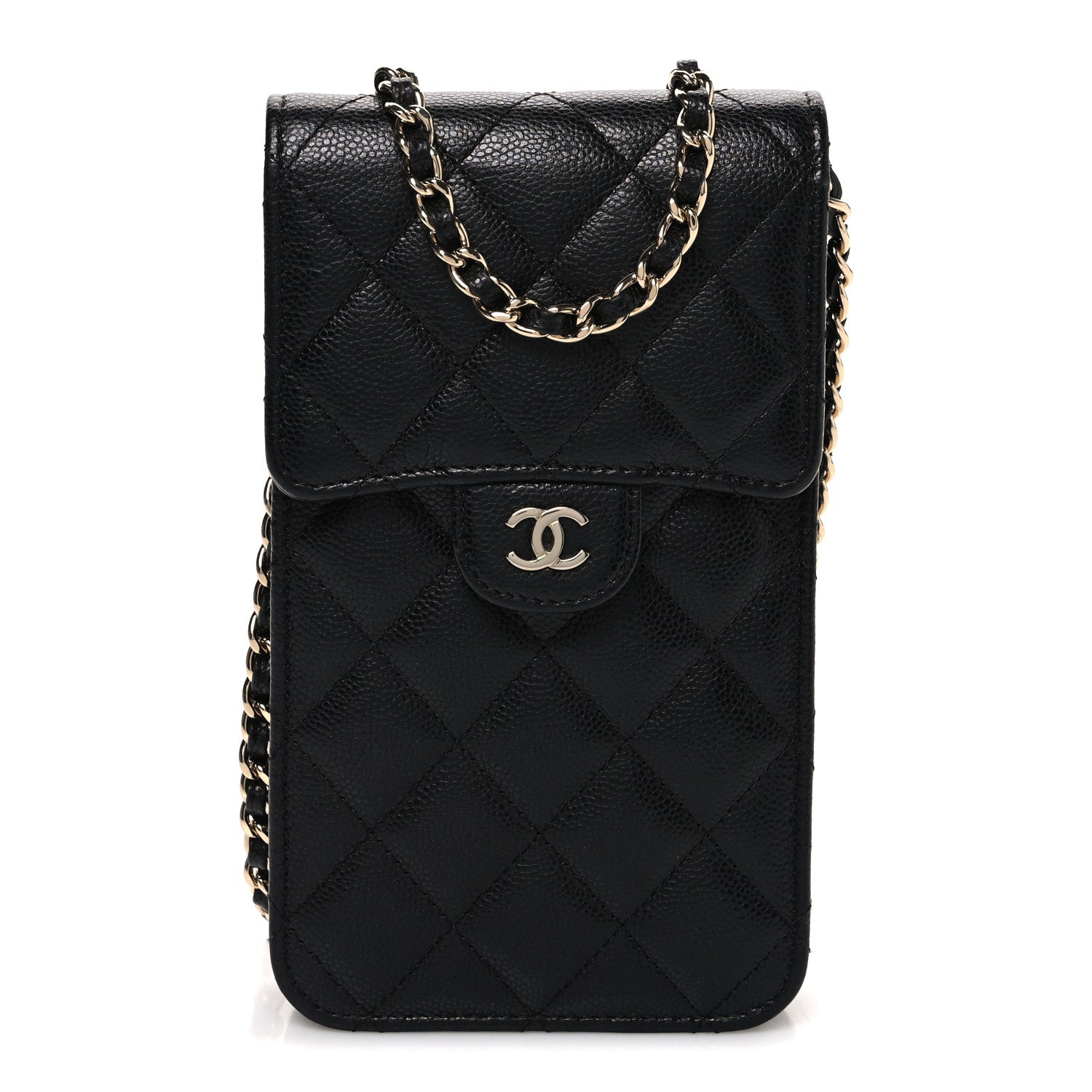 Caviar Quilted Classic Phone Holder Black