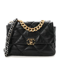 Goatskin Quilted Large Chanel 19 Flap Black