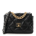 Goatskin Quilted Large Chanel 19 Flap Black