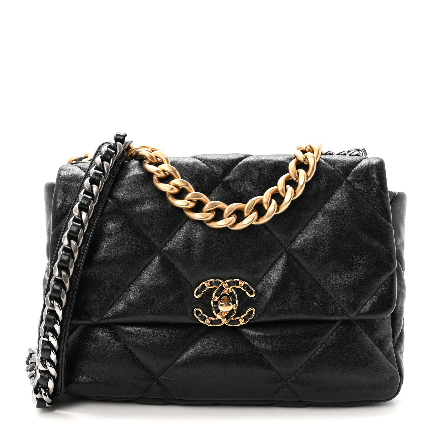 Goatskin Quilted Large Chanel 19 Flap Black