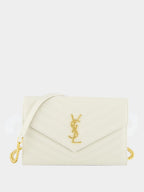Cream Cassandre Envelope Chain Wallet