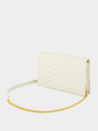 Cream Cassandre Envelope Chain Wallet