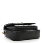 Calfskin Quilted Top Handle Flap Black
