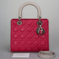 Christian Dior Lady Dior Bag Cannage Medium Handbag in Lambskin Leather  Red White
