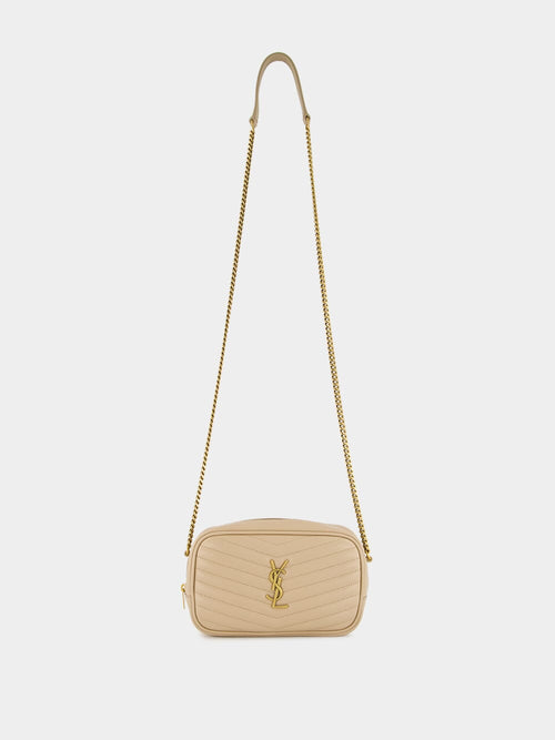 Beige Quilted Leather Mini Lou Camera Bag