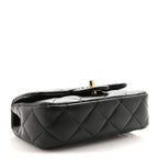 Lambskin Resin Quilted Top Handle Flap Black
