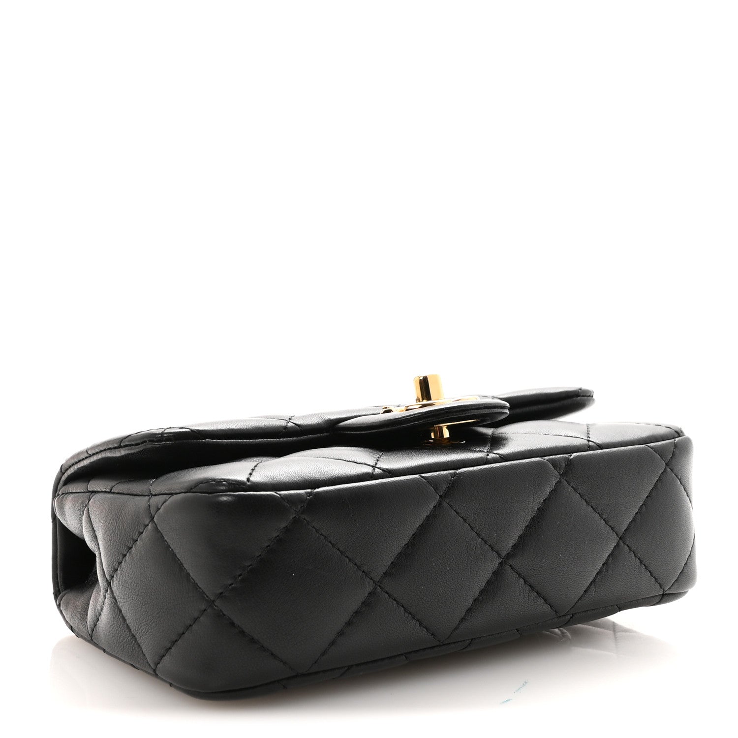 Lambskin Resin Quilted Top Handle Flap Black