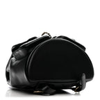 Shiny Caviar Quilted Medium Duma Pockets Drawstring Backpack Black