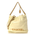 Shiny Calfskin Quilted Mini Chanel 22 Light Yellow