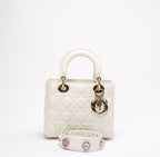 Christian Dior White Small Lady Dior Bag in Cannage Lambskin 2017