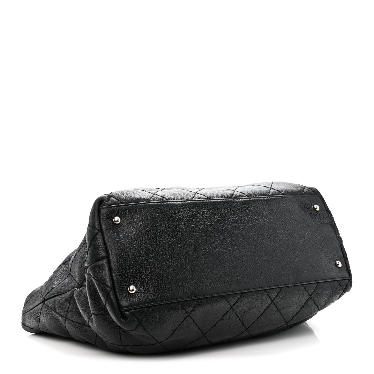 Glazed Calfskin Large On The Road Tote Black