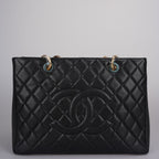 Chanel Grand Shopping Tote Black GST Bag in Caviar Leather with Gold Hardware