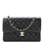 Lambskin Quilted Small Double Flap Bag Black