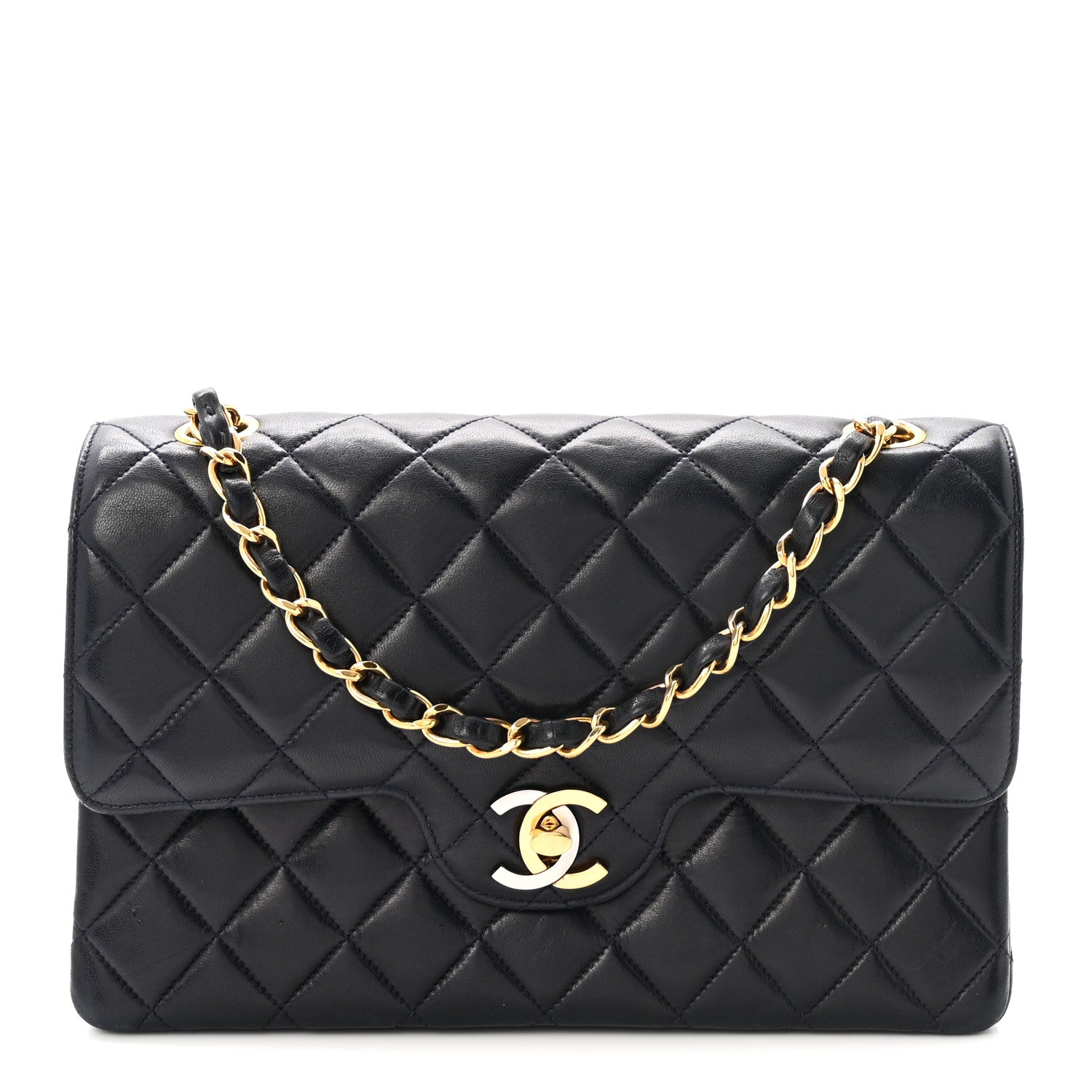 Lambskin Quilted Small Double Flap Bag Black