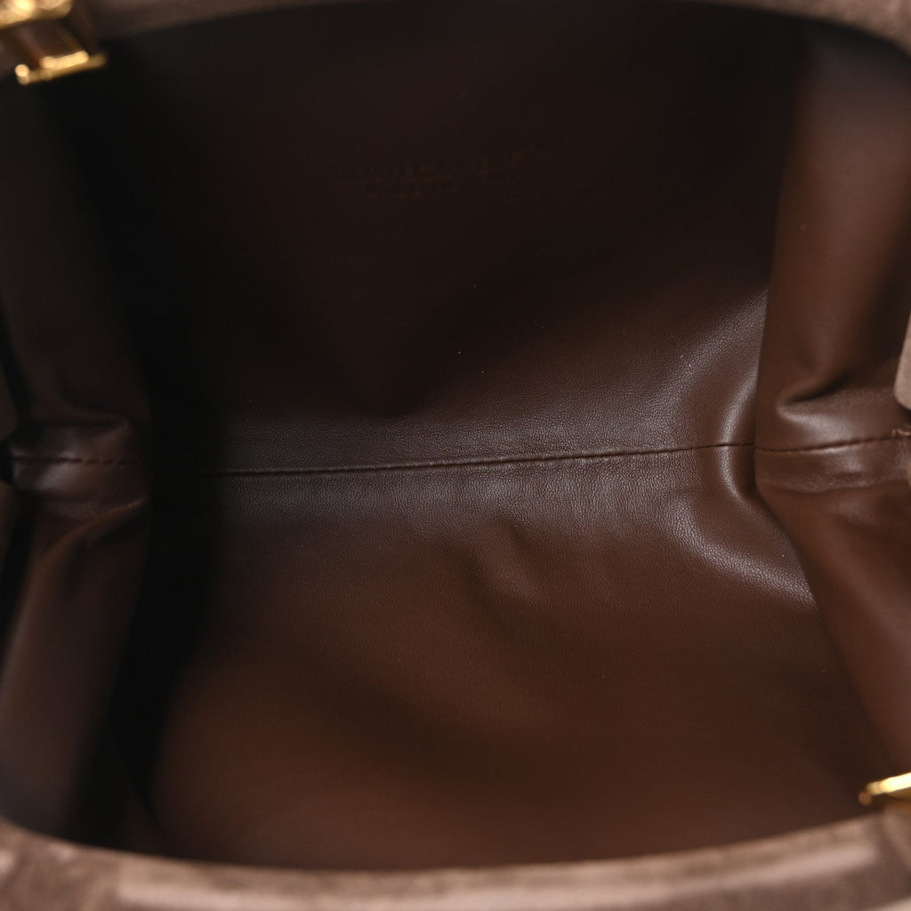 Suede Intrecciato Small The Lauren 1980 Clutch With Chain Praline Musk Washed Brownie
