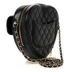 Lambskin Quilted CC In Love Heart Bag Black