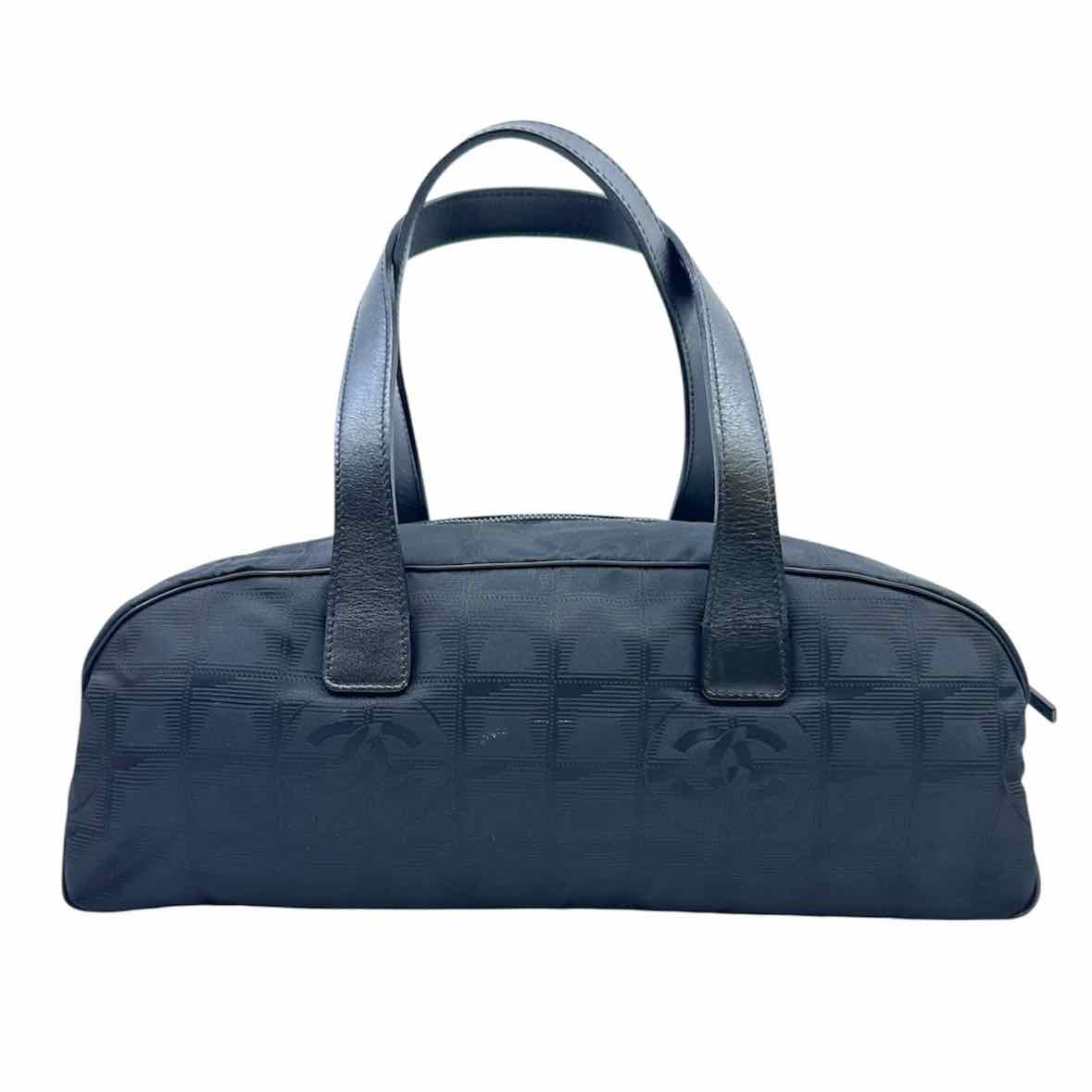 CHANEL Travel Ligne Bowler Bag Black Canvas Monogram Handbag