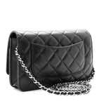 Lambskin Quilted CC Turnlock Wallet On Chain WOC Black
