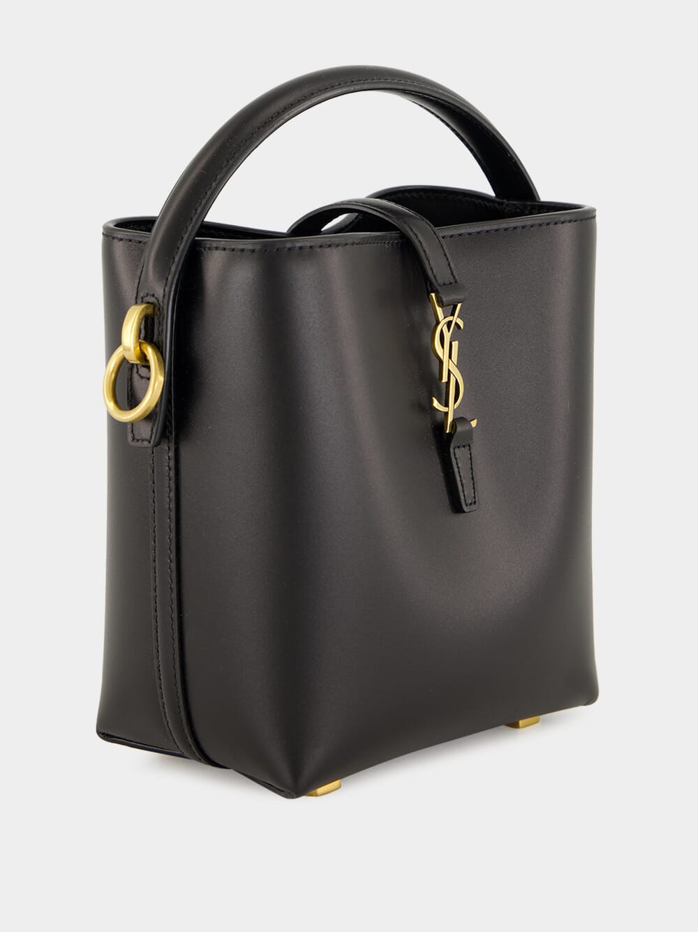 Le 37 Mini Bucket Bag in Black Shiny Leather