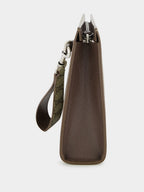 Beige GG Supreme Pouch with Brown Leather Trim