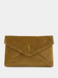 Golden Leaf Cassandre Suede Envelope Pouch