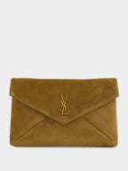 Golden Leaf Cassandre Suede Envelope Pouch