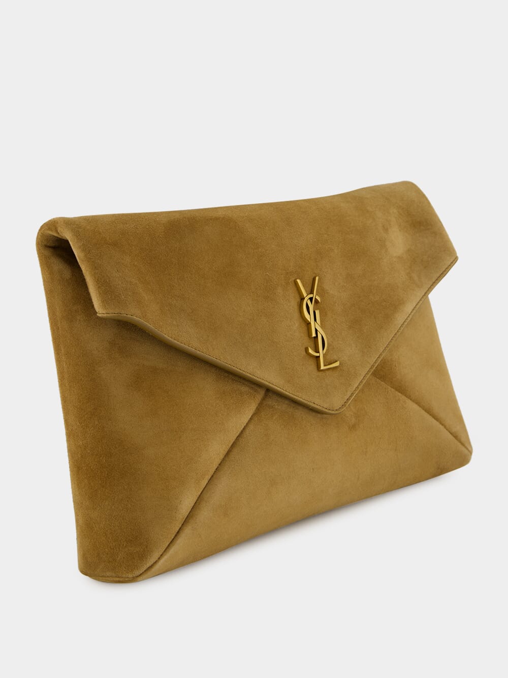 Golden Leaf Cassandre Suede Envelope Pouch