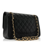 Caviar Quilted Jumbo Double Flap Black