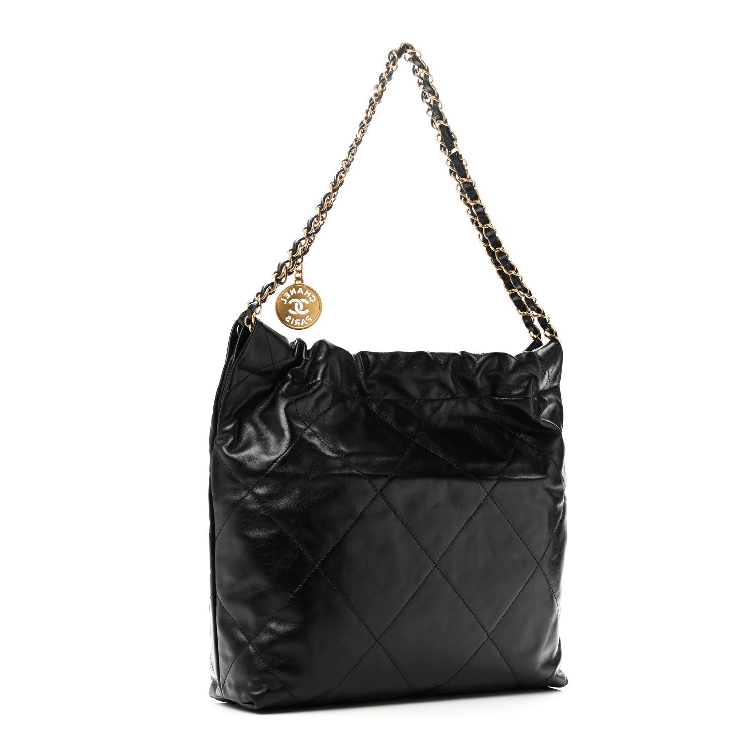 Shiny Calfskin Quilted Small Chanel 22 Black