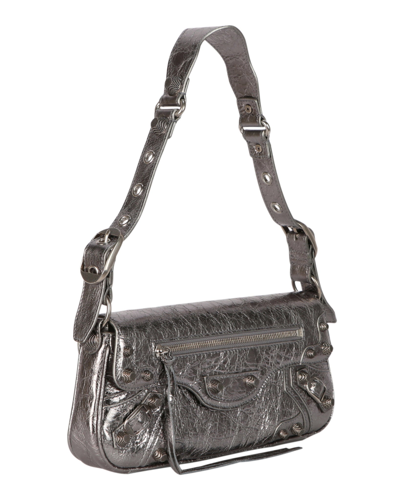 Balenciaga Womens Small Metallized Le Cagole Sling Shoulder Bag