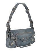 Balenciaga Womens Small Le Cagole Sling Shoulder Bag In Denim