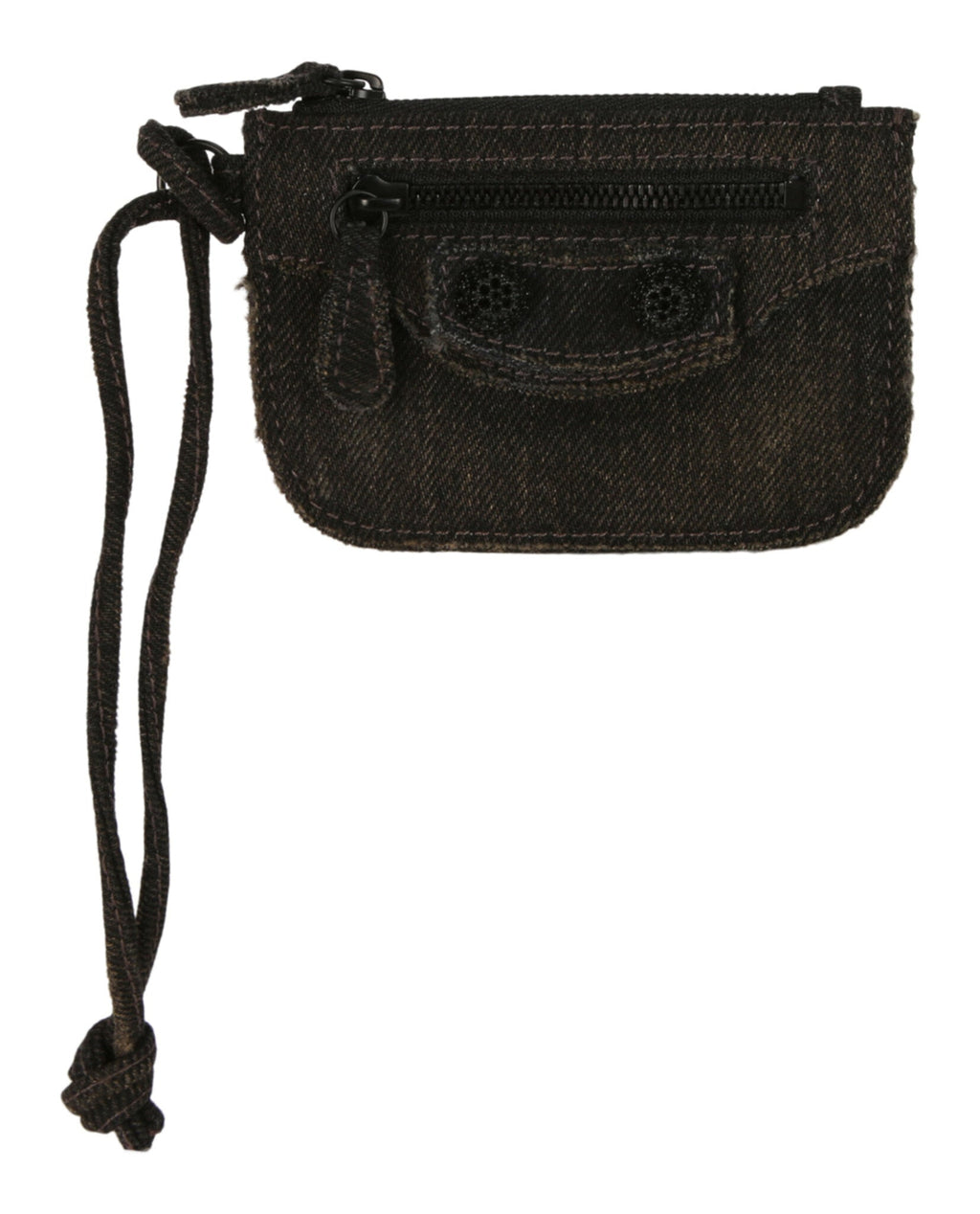 Balenciaga Womens Le Cagole Washed Denim Coin Purse