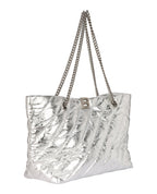 Balenciaga Womens Medium Metallized Quilted Crush Carry All Tote Bag