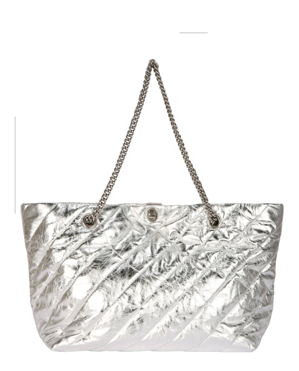 Balenciaga Womens Medium Metallized Quilted Crush Carry All Tote Bag