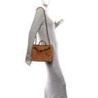 Suede Intrecciato Small Andiamo Shoulder Bag Amber