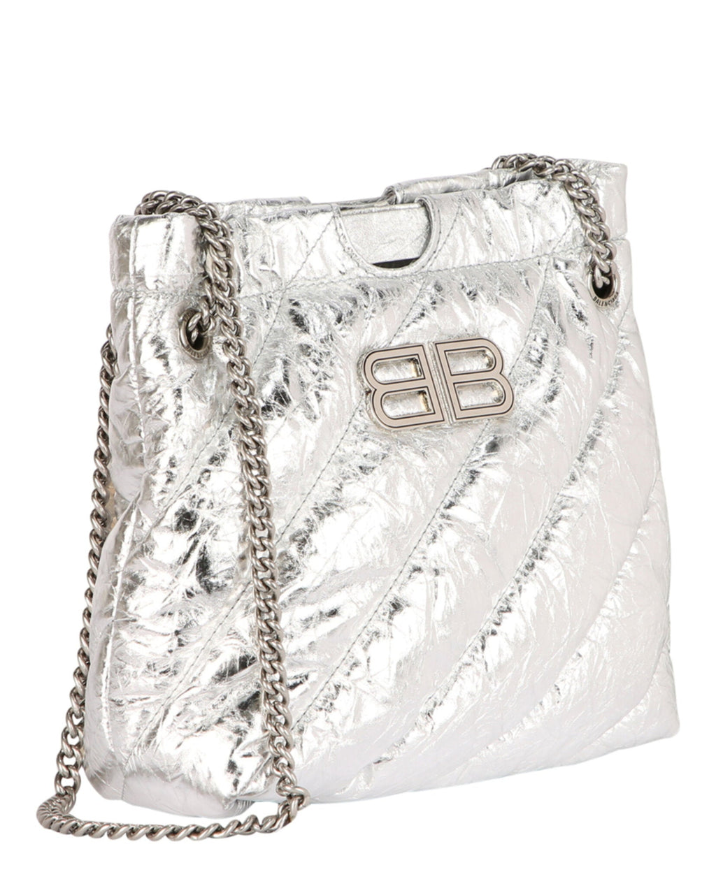 Balenciaga Womens Xs Metallized Quilted Crush Tote Bag