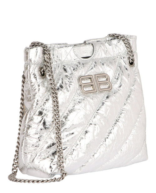 Balenciaga Womens Xs Metallized Quilted Crush Tote Bag