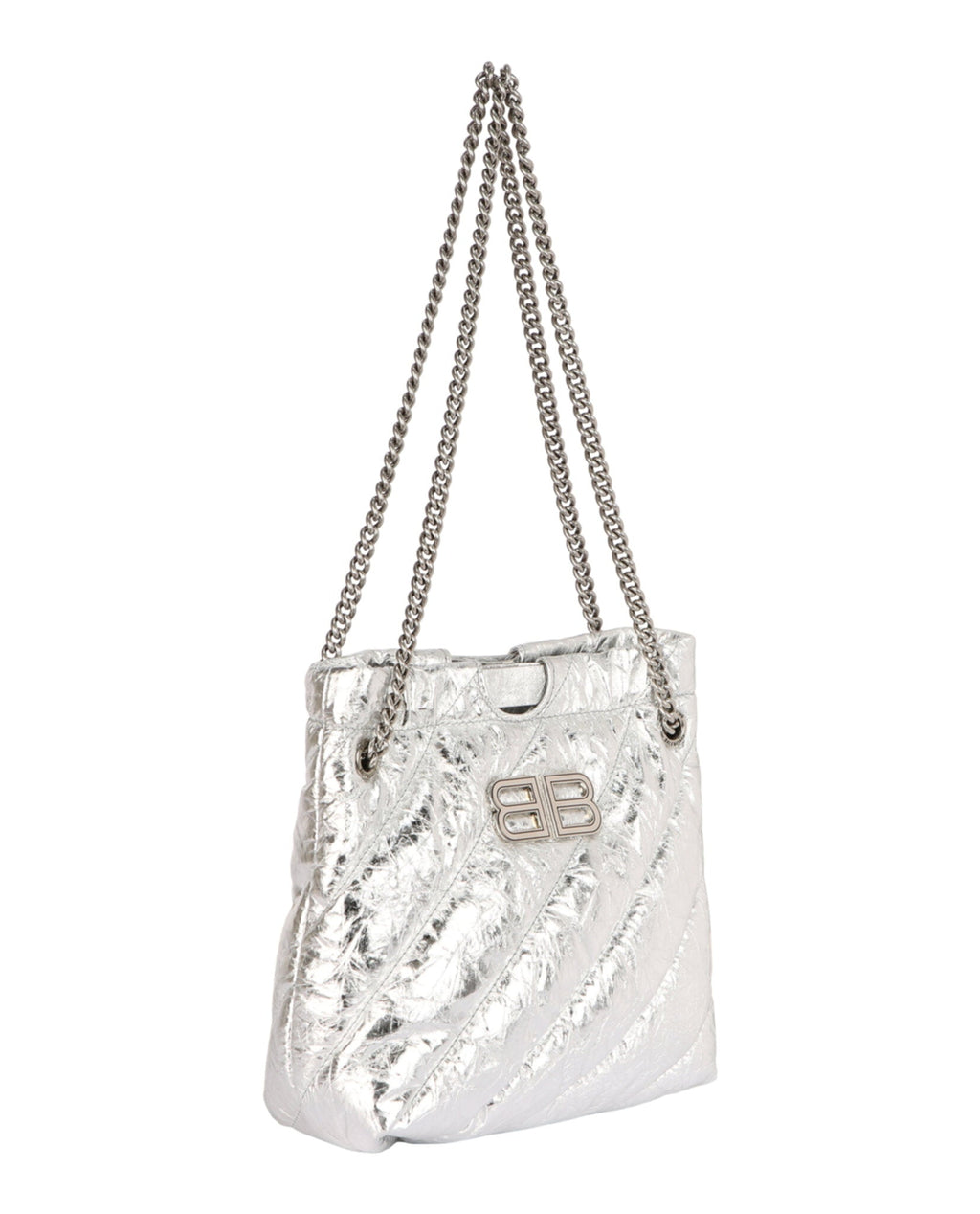 Balenciaga Womens Xs Metallized Quilted Crush Tote Bag