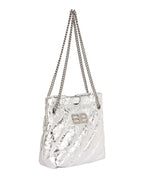 Balenciaga Womens Xs Metallized Quilted Crush Tote Bag