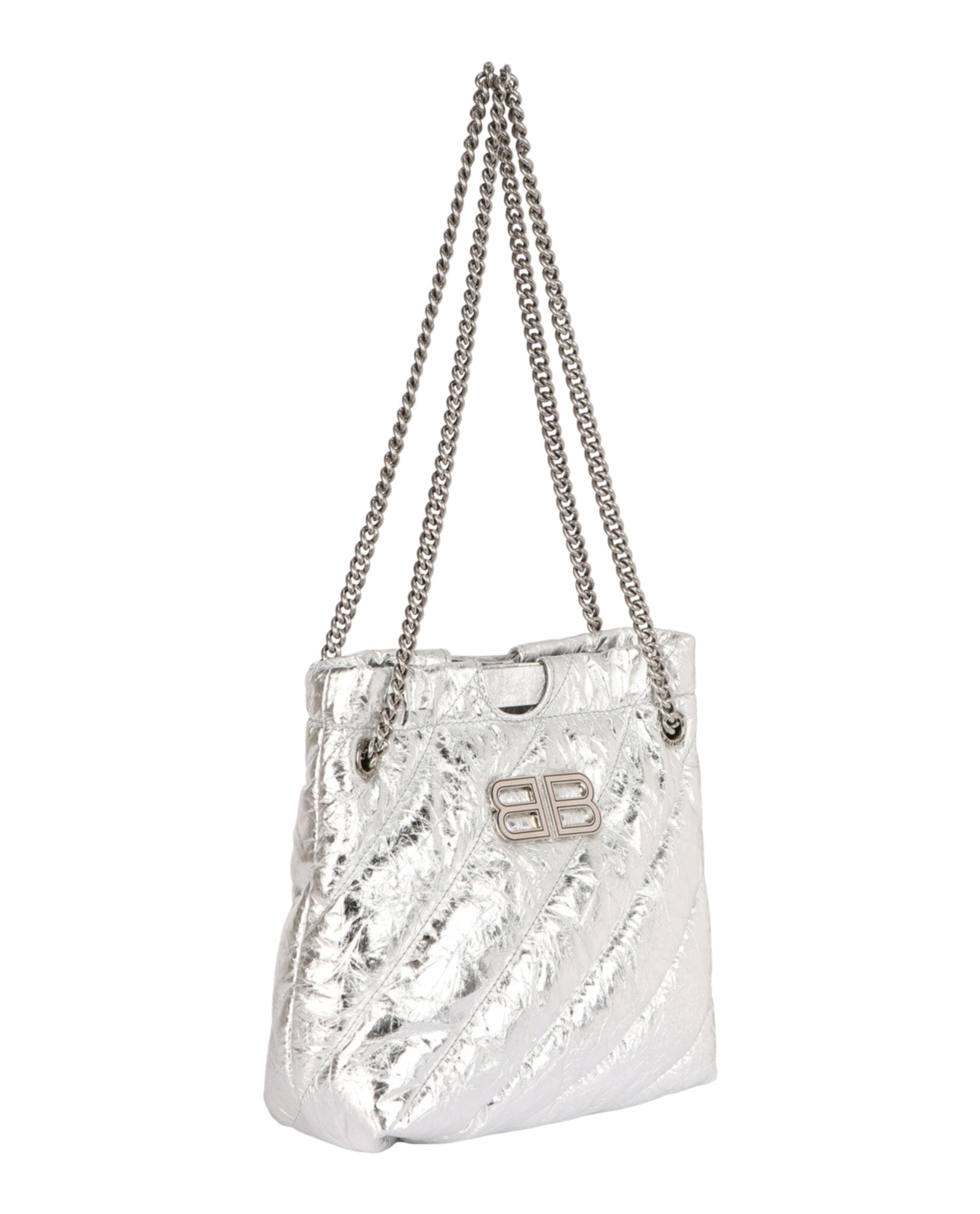 Balenciaga Womens Xs Metallized Quilted Crush Tote Bag