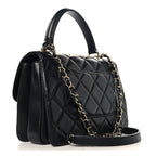 Lambskin Quilted Small Trendy CC Dual Handle Flap Bag Black