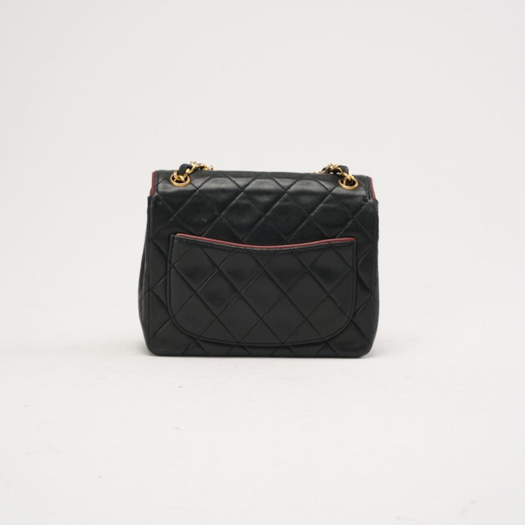 Chanel Vintage Mini Timeless Flap Black and Burgundy 1991