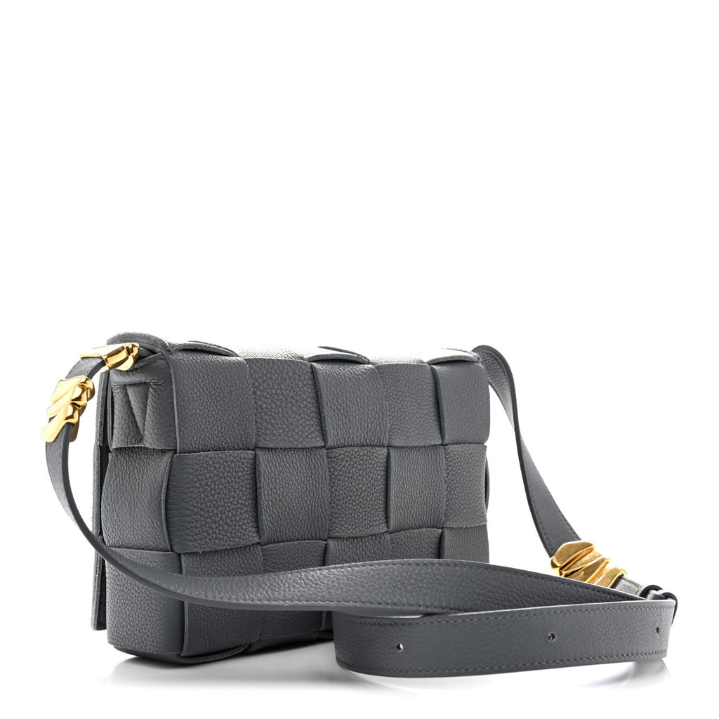 Grained Calfskin Maxi Intrecciato Cassette Crossbody Bag Thunder