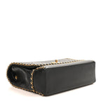 Calfskin Stitched Chain Flap Black