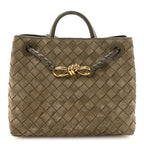 Suede Intrecciato Small Andiamo Shoulder Bag Cypress