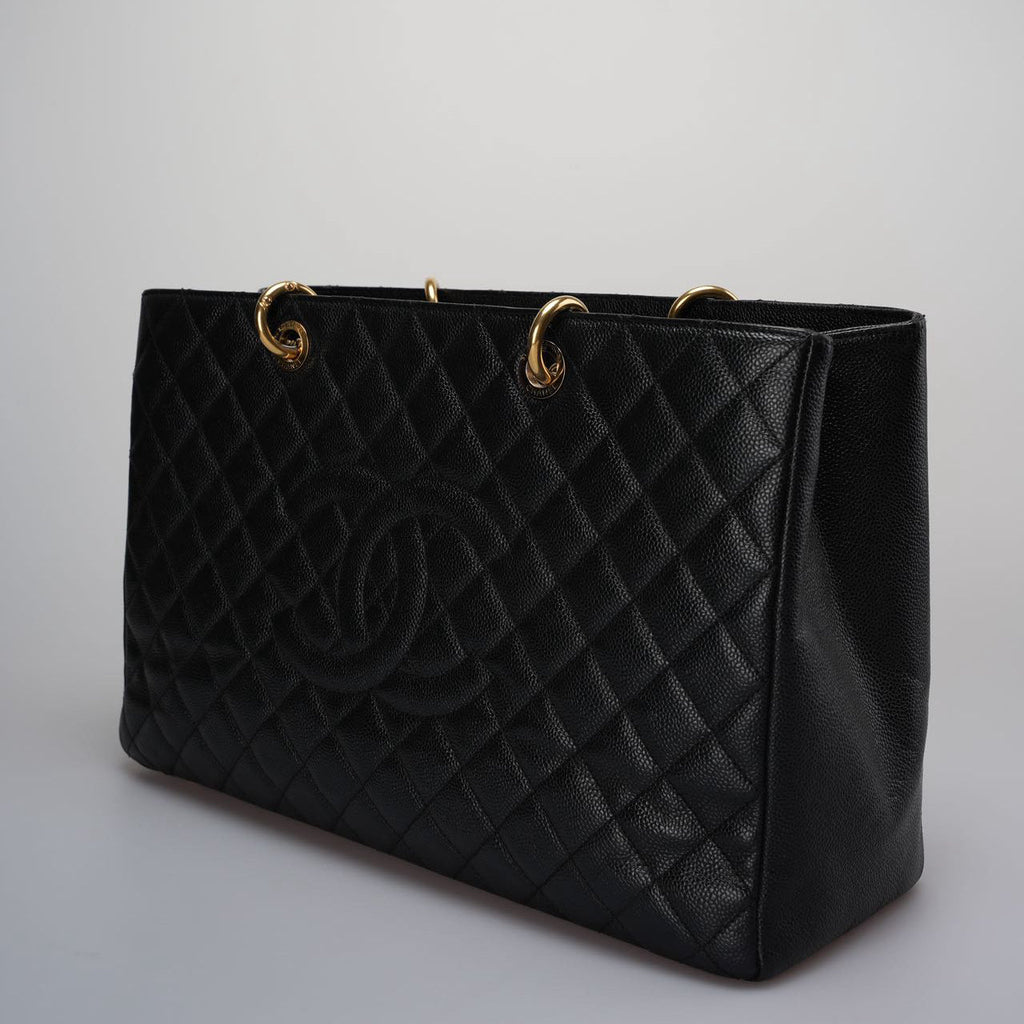 Chanel Large Grand Shopping Tote black GST Bag in Caviar Leather with Gold Hardware