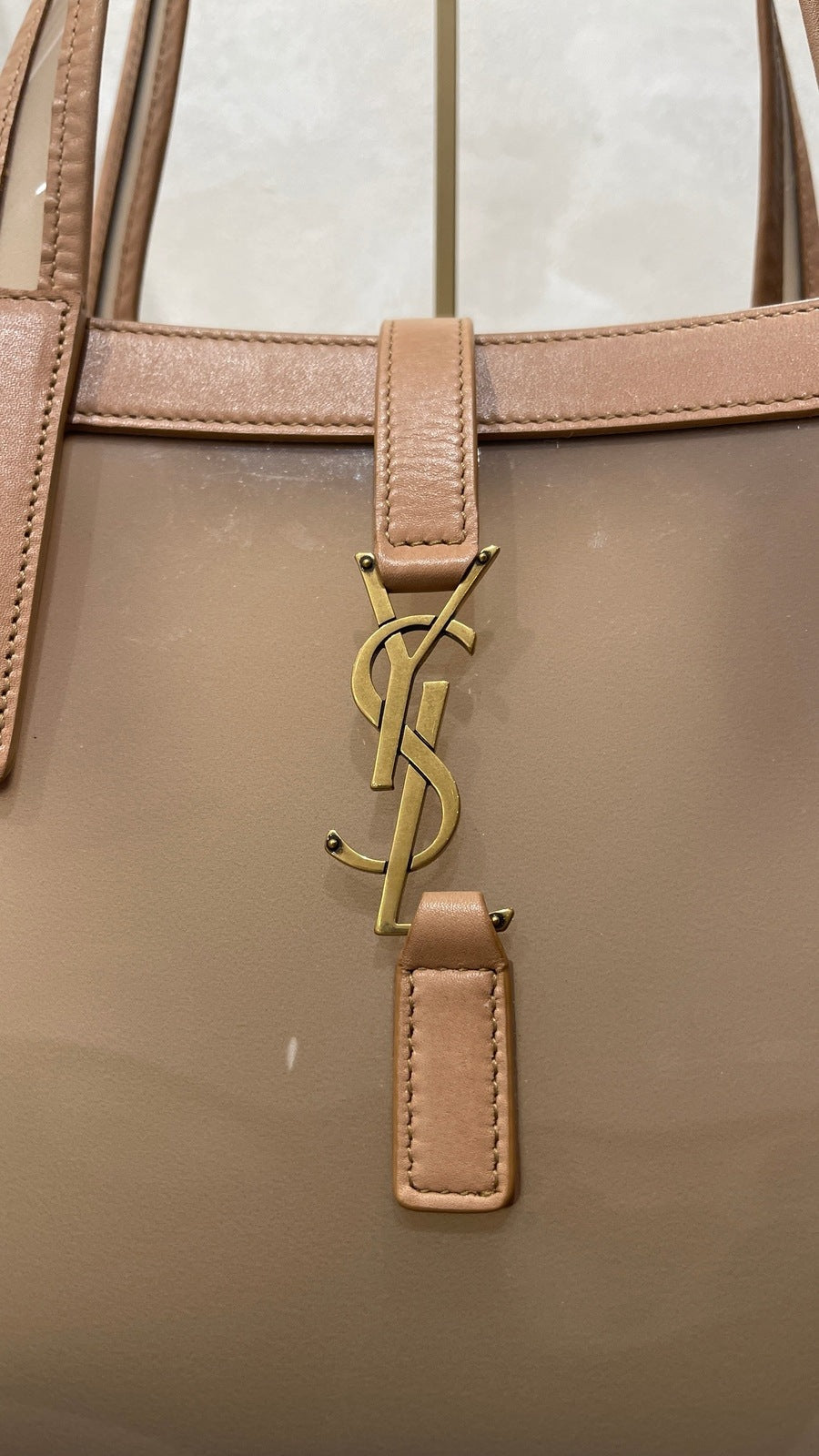 Yves Saint Laurent Panier Vinyl Oatmeal Tote