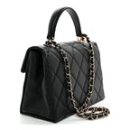 Caviar Quilted Medium Retro Twist Top Handle Flap Black