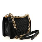 Lambskin Quilted Medium Boy Flap Black